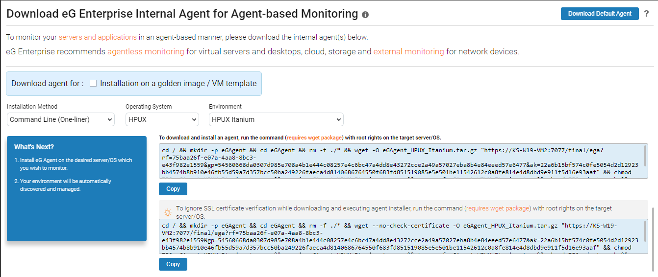Installing eG Agent on HP-UX Itanium Using wget Command