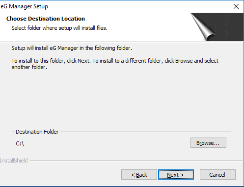 Specification of location for eG Manager