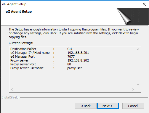 Current setting details in set-up process