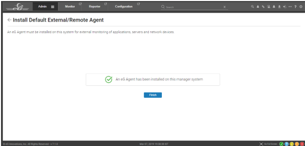 Message confirming successful installation of eG agent on Manager host