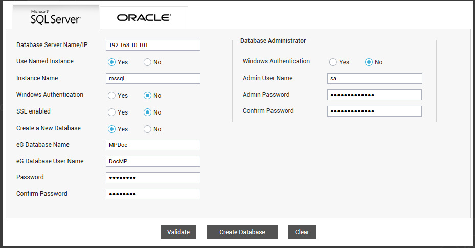 Speification of SQL server instance name