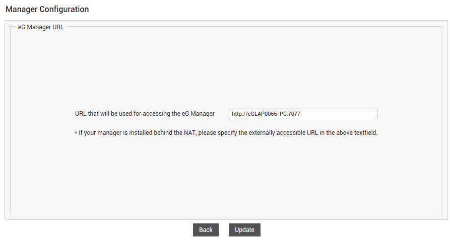 URL for accessing the eG manager