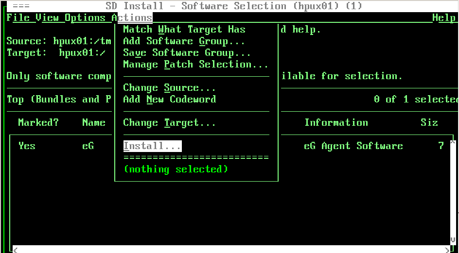  Start of install analysis process