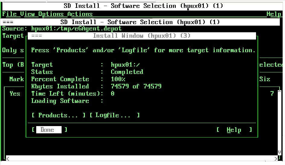 Completion of install analysis process