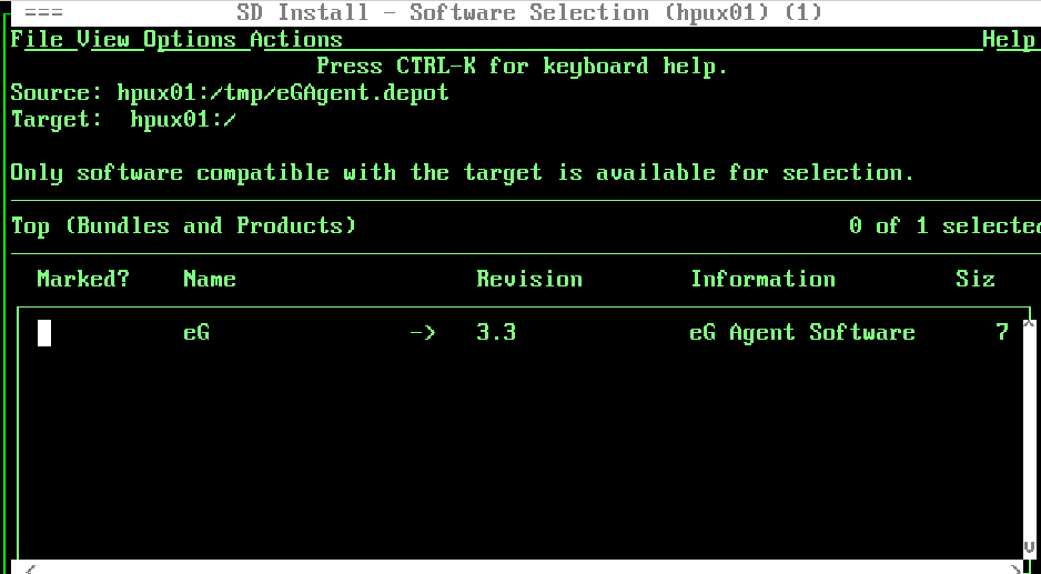 swinstall terminal interface