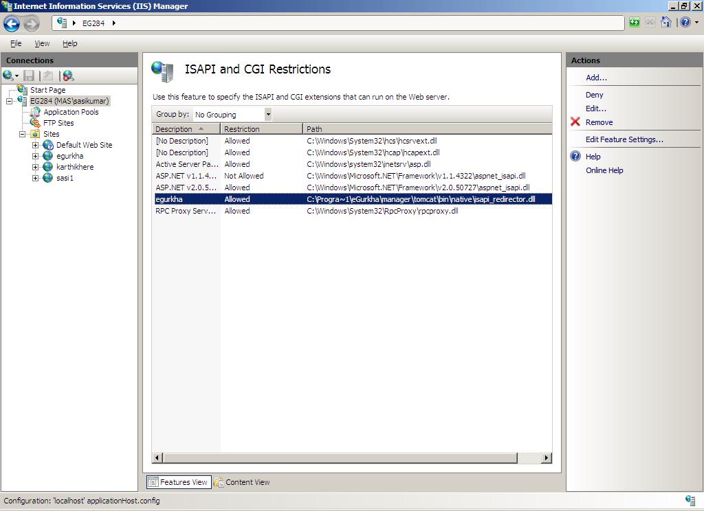 Verifying whether egurkha extension is allowed to run on web server