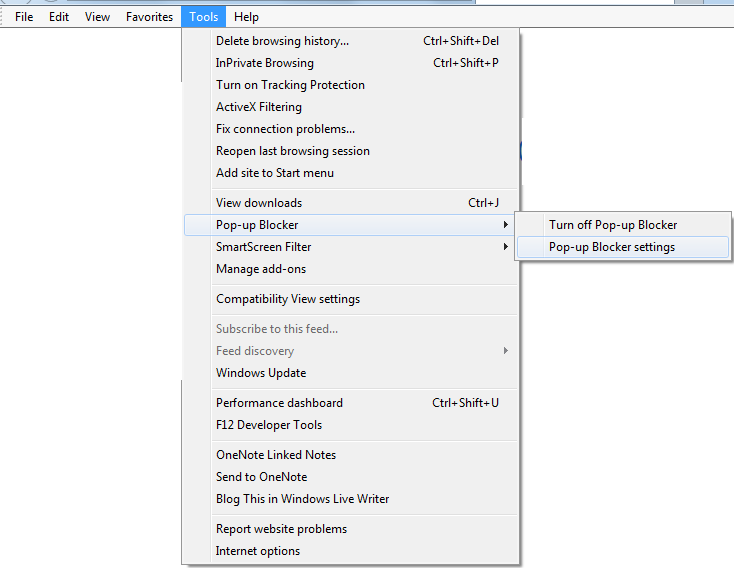 Internet Explorer Settings