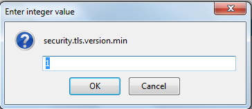 Setting value for security.tls.version.min preference
