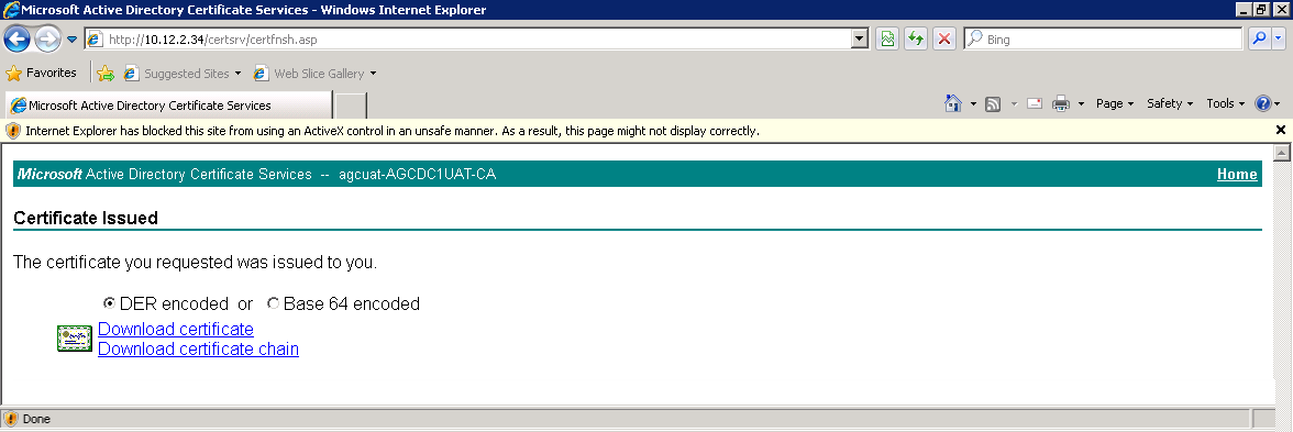 Downloading certificate
