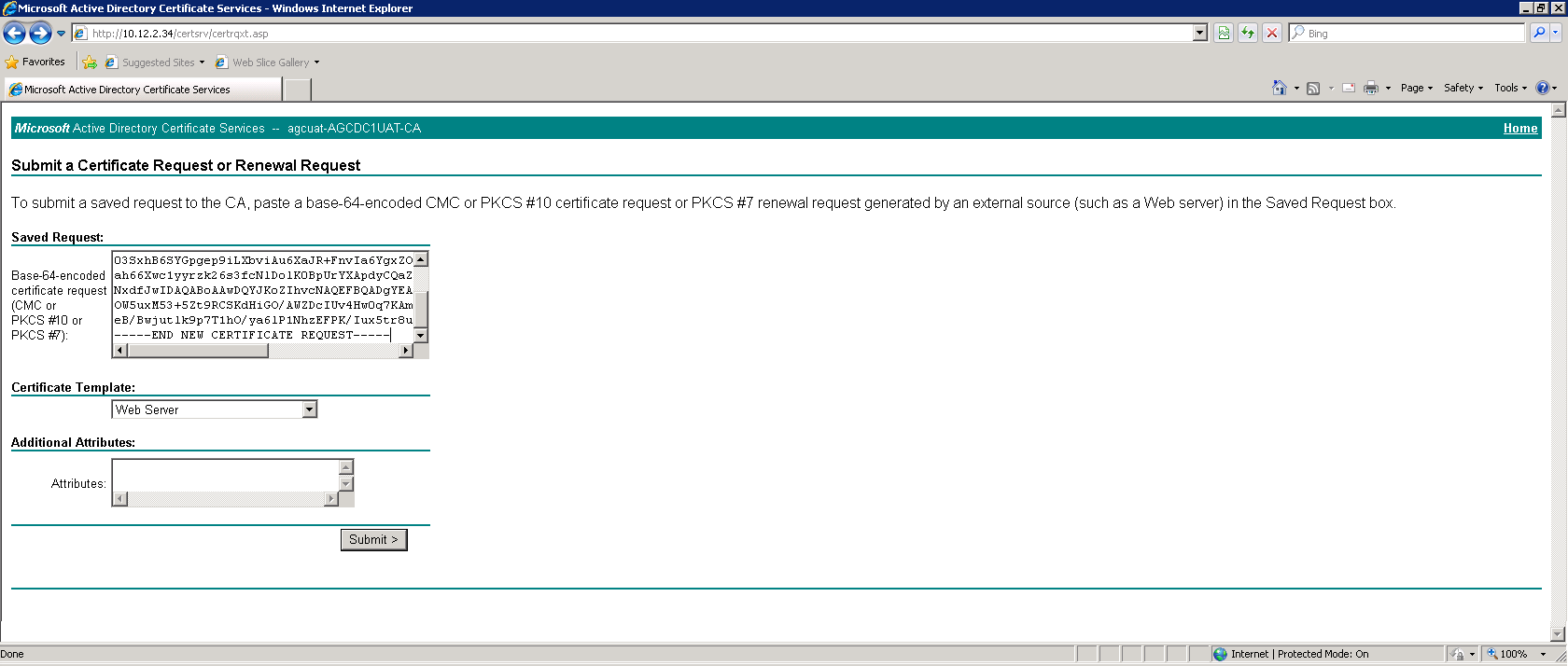 Requisition of certificate