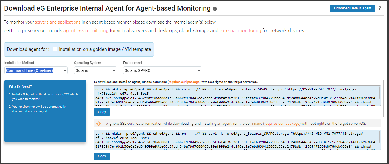 Installing eG Agent on Solaris Using Curl Command