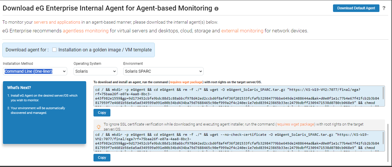Installing eG Agent on Solaris Using wget Command
