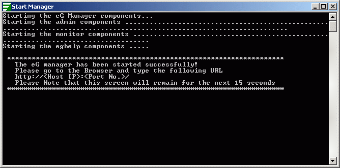 Message indicating that manager has started successfully