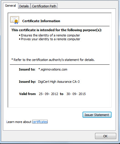 Certificate information