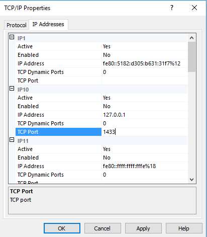 Assigning TCP Port on Microsoft SQL server for eG manager application