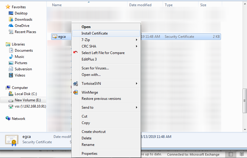 Process of installing eG manager's SSL certificate into eG agent host's Windows trust store