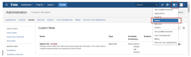 Selection of Issues option