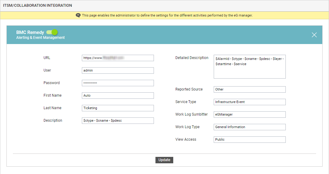 Configuring integration with BMC Remedy