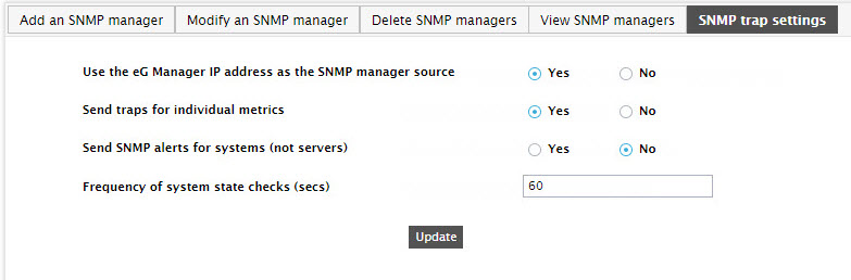 Configuration of SNMP trap settings