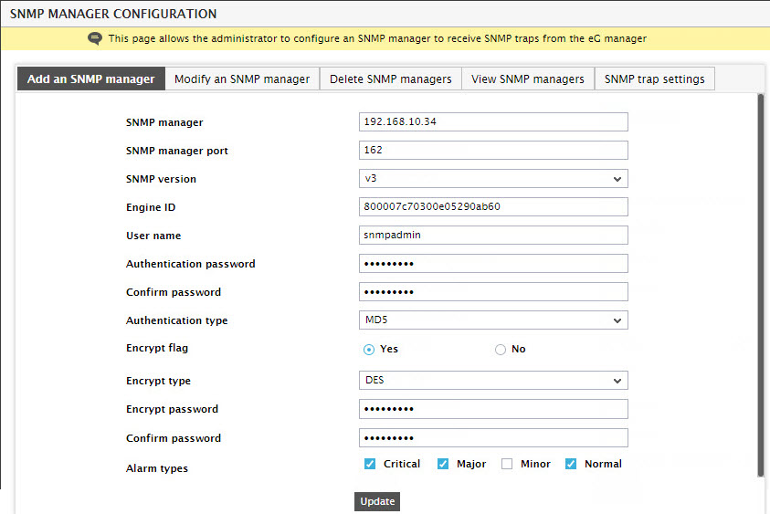 Adding SNMP Manager