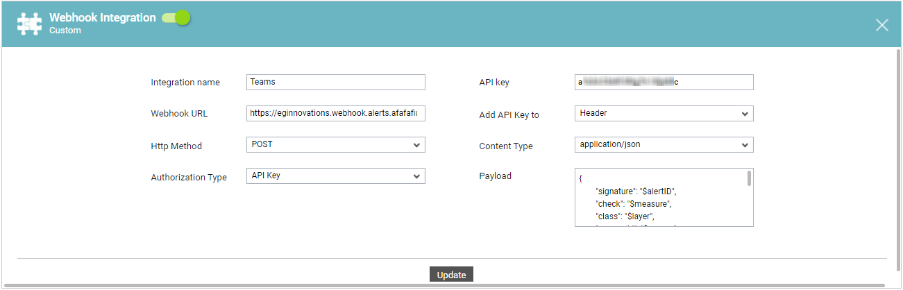 Setting Authorization Type to API Key