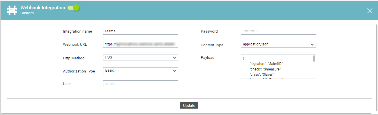 Configuring integration using Webhooks