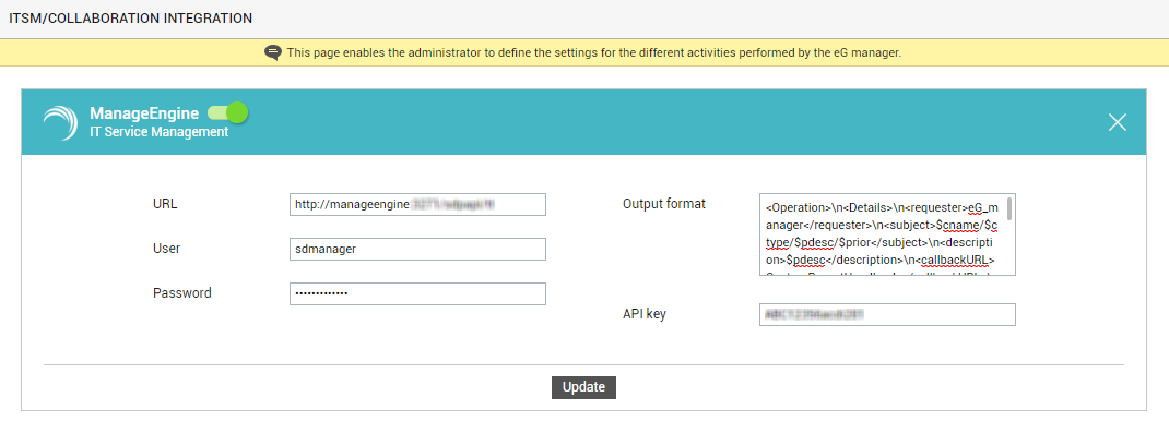 Configuring integration with ManageEngine ServiceDesk