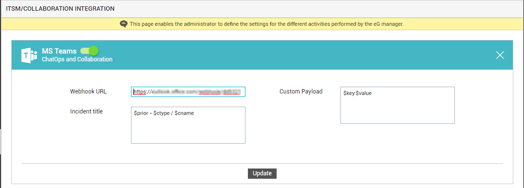 Configuring integration with MS Teams