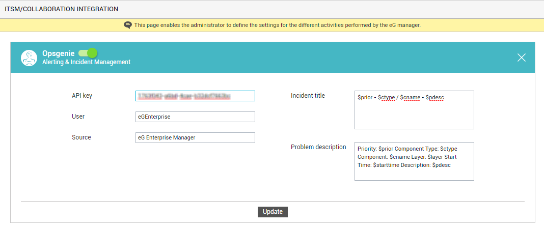 Configuring integration with Opsgenie