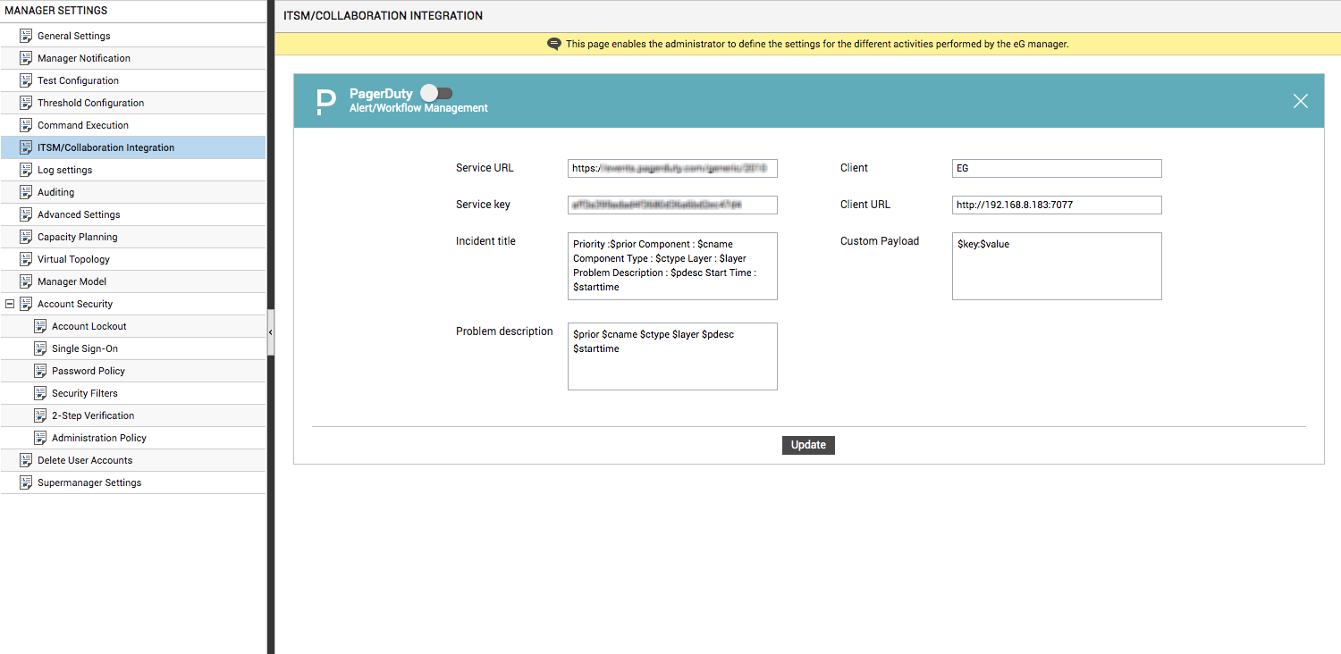 Configuring integration with PagerDuty