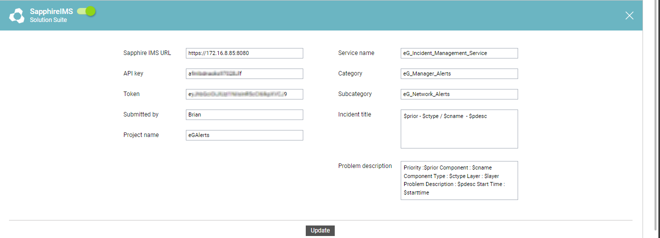 Configuring integration with SapphireIMS