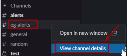 Selecting View channel details option