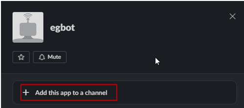 Add this app to channel option in Bot