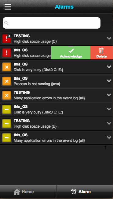 Acknowledging and Deleting Alarms