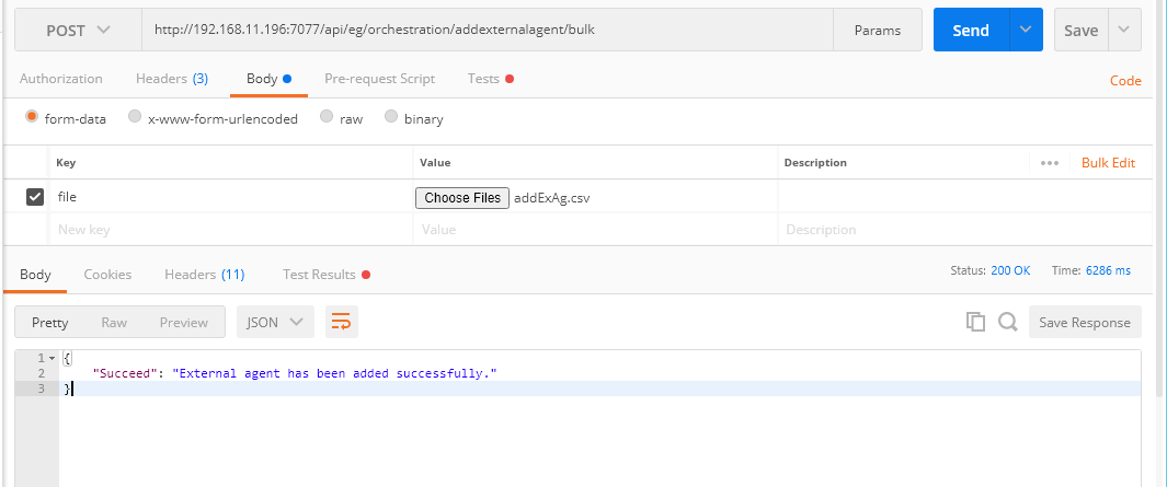 Adding External Agents  in Bulk Using Postman REST Client
