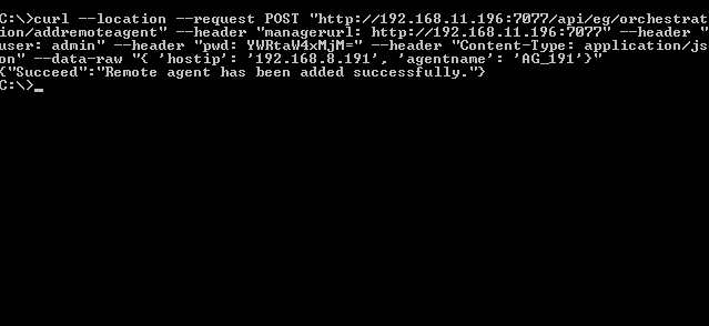 Adding Remote Agent Using cURL