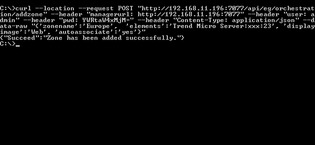 Adding Zone Using cURL