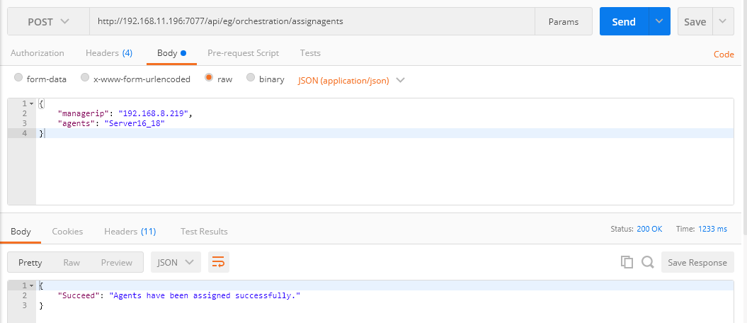 Assigning Agent to Manager in Redundant Setup Using Postman REST Client