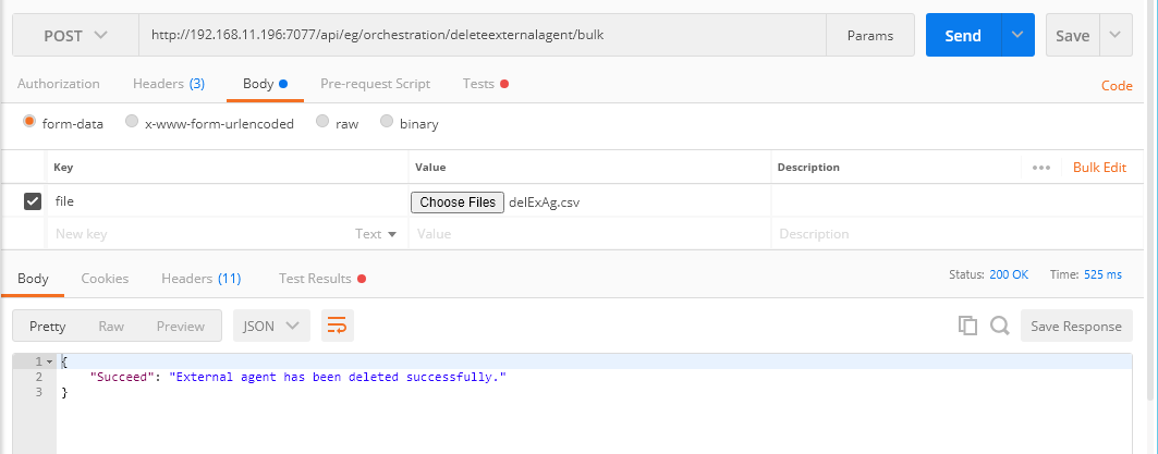Deleting External Agents in Bulk Using Postman REST Client