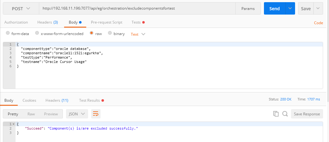 Excluding Components for Tests Using Postman REST Client
