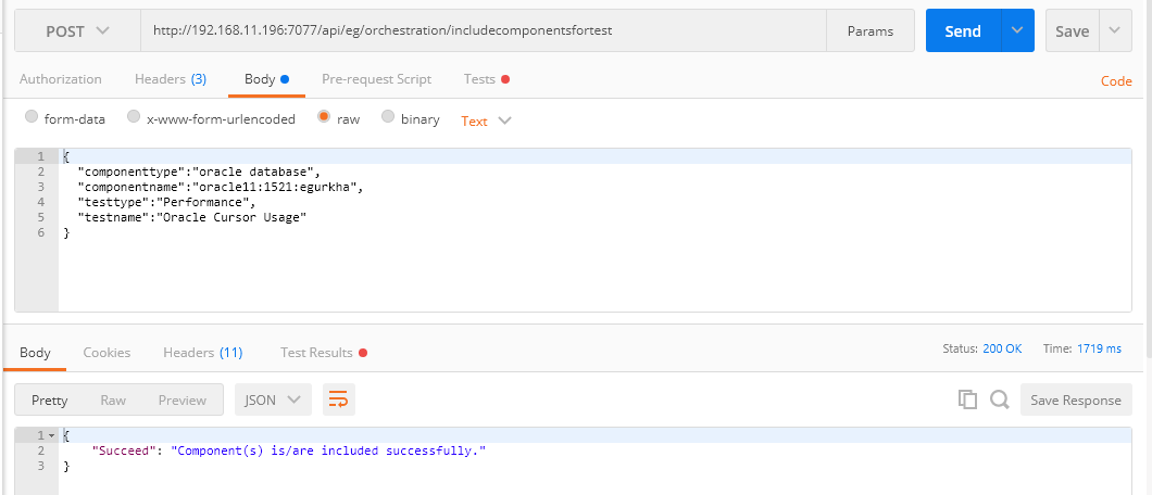 Including Components for Test Using Postman REST Client
