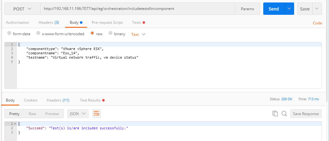 Including Tests for Component Using Postman REST Client