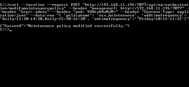 Modifying Maintenance Policy Using cURL
