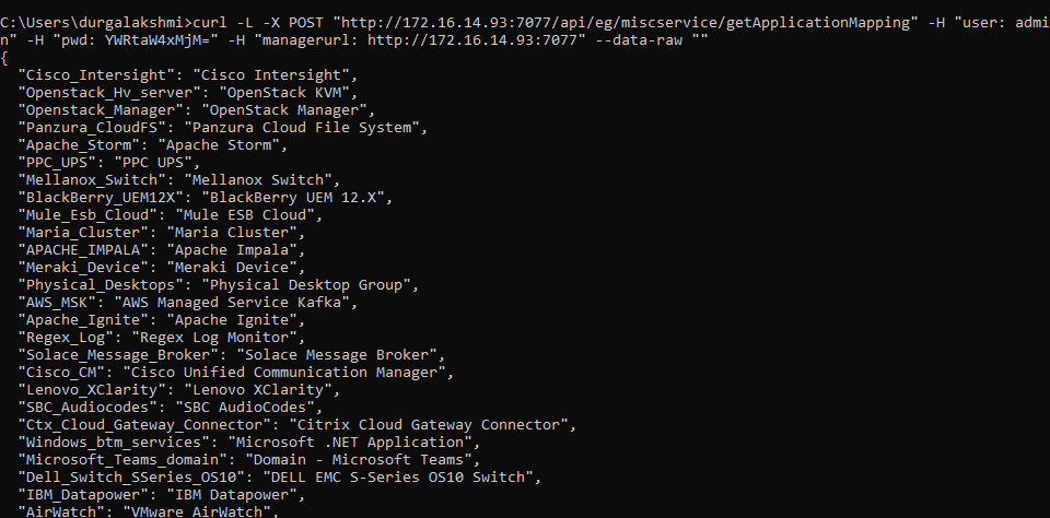 Retrieving Managed Applications List Using cURL