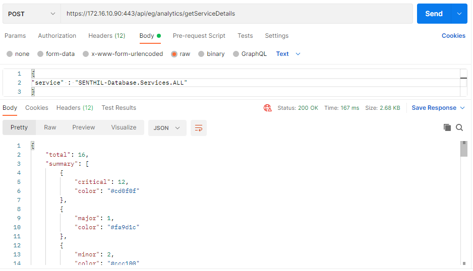 Retrieving Details of Service Components Using Postman REST Client