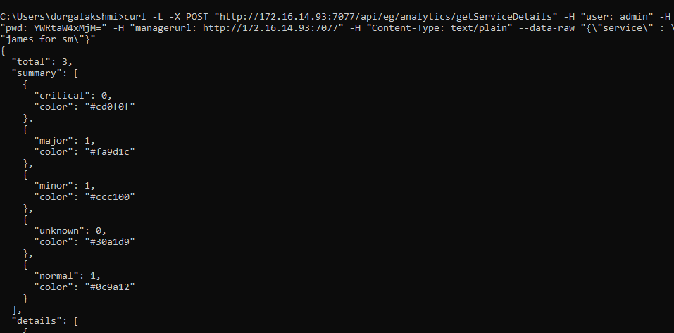 Retrieving Details of Service Components Using cURL