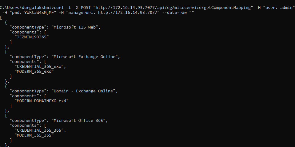 Retrieving Details of Managed Components Using cURL