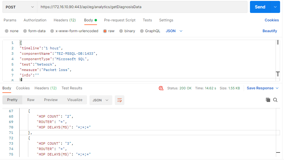 Retrieving Detailed Diagnostics Using Postman REST Client