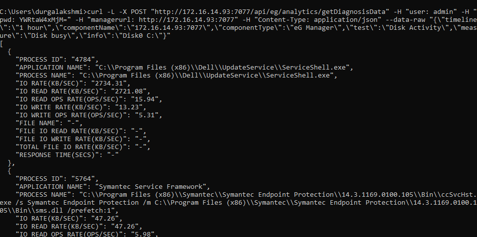 Retrieving Detailed Diagnostics Using cURL
