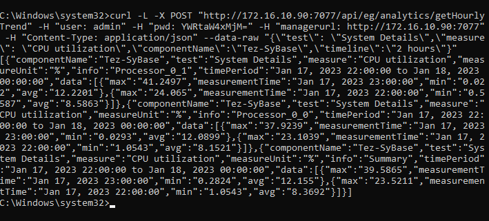 Retrieving Hourly Trend Data of Measure Using cURL